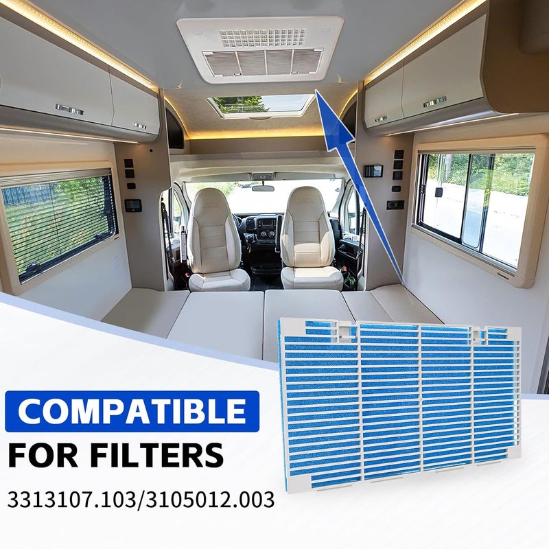 WTNYOU RV A/C Air Conditioner Cover Grille Compatible with Dometic 3104928.019 with Interior Air Filter Pad Assembly (2 Pcs RV A/C Ducted Grilles and 4 Pcs Filters) - Image 2